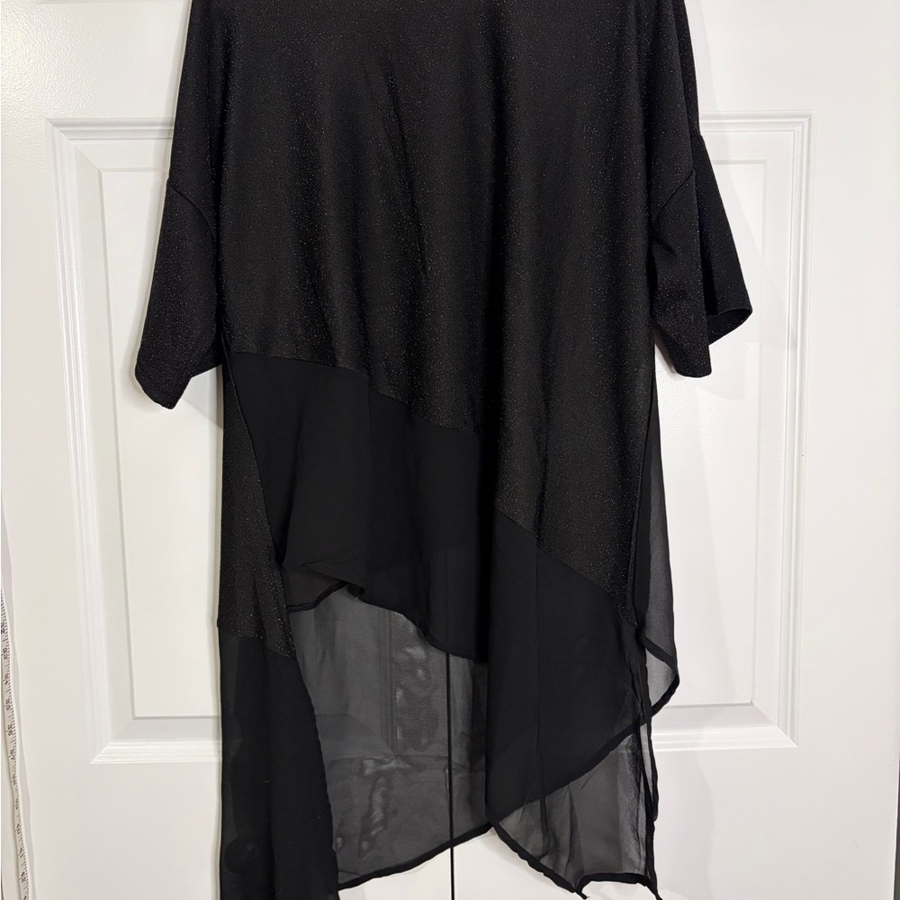 Sparkly Mesh Asymmetrical Flowy Top Whimsigoth Fairy Festival Witchy Womens L/XL
